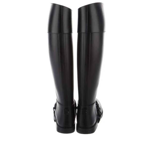 Givenchy Eva Knee High Rubber Boots Black‎ Removable Chain Womens 8.5 Chunky - Picture 7 of 8